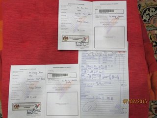 Vet receipts for microchipping Mr Big Purr and his brother (RM25 each)