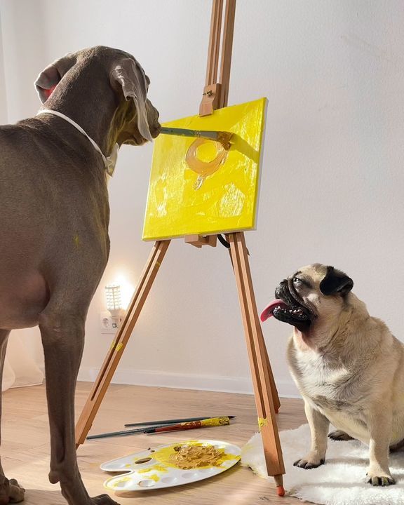 Pup Paints A Portrait Of Pug Friend ðŸŽ¨