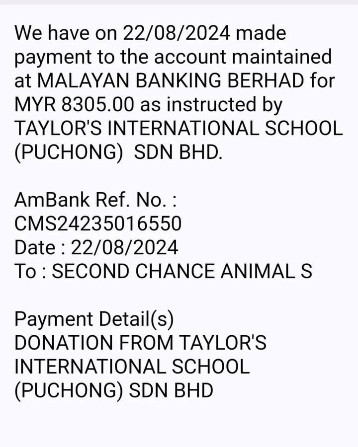 Received Rm8,305 Donation From Taylor Internationa..