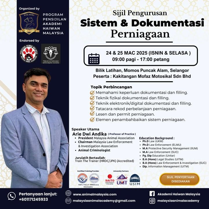 Kursus Siri 3/2025. Sijil Pengurusan Sistem Dokume..